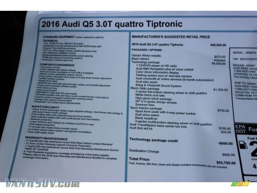 2016 Q5 3.0 TFSI Premium Plus quattro - Glacier White Metallic / Black photo #8