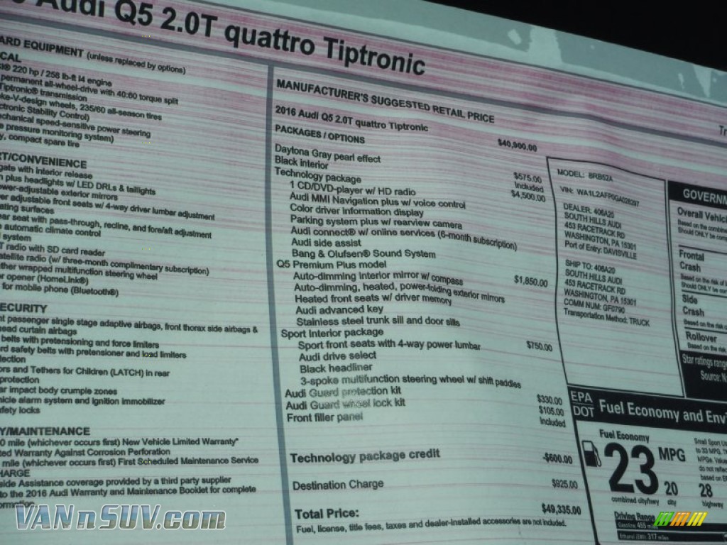 2016 Q5 2.0 TFSI Premium quattro - Daytona Gray Pearl / Black photo #11