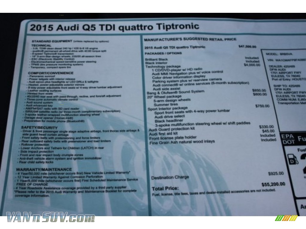 2015 Q5 3.0 TDI Premium Plus quattro - Brilliant Black / Black photo #8