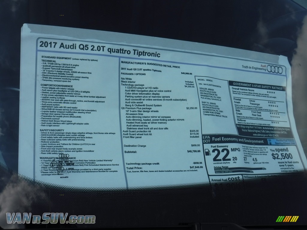 2017 Q5 2.0 TFSI Premium Plus quattro - Ibis White / Black photo #7
