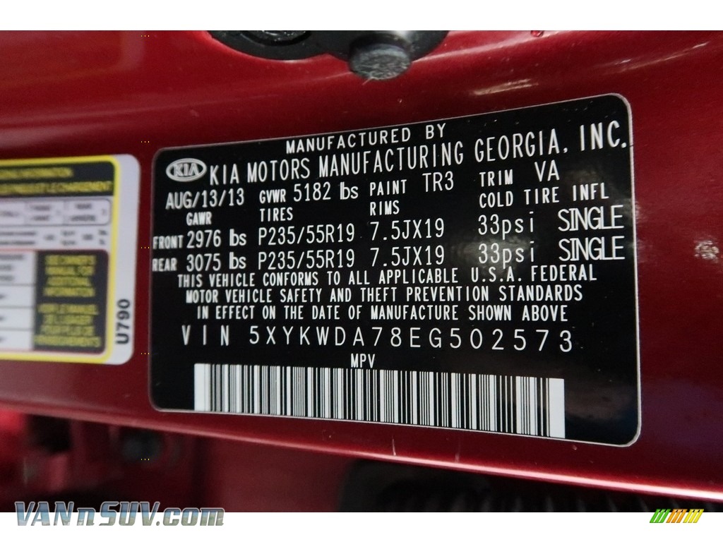 2014 Sorento SX V6 AWD - Remington Red / Black photo #40