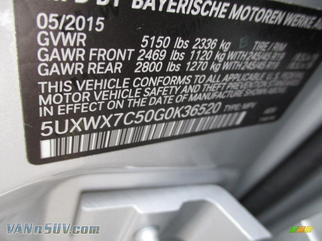 2016 X3 xDrive35i - Glacier Silver Metallic / Black photo #19