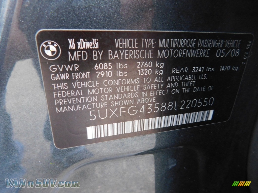 2008 X6 xDrive35i - Tasman Green Metallic / Black photo #41
