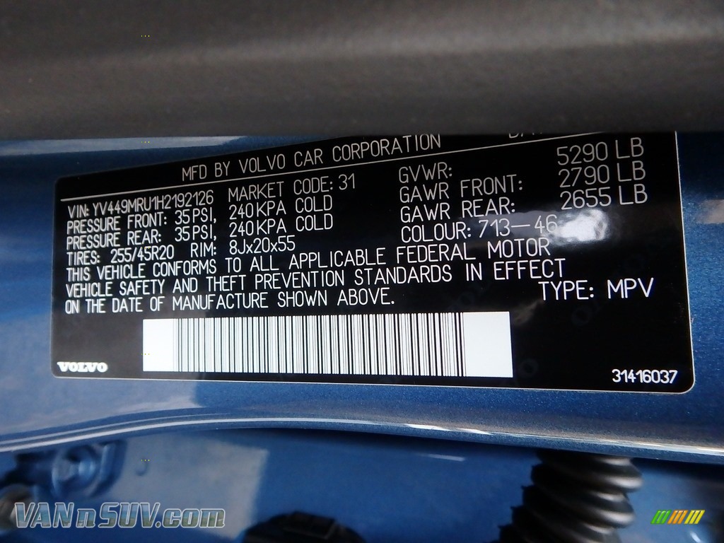 2017 XC60 T6 AWD Inscription - Magic Blue Metallic / Soft Beige photo #23