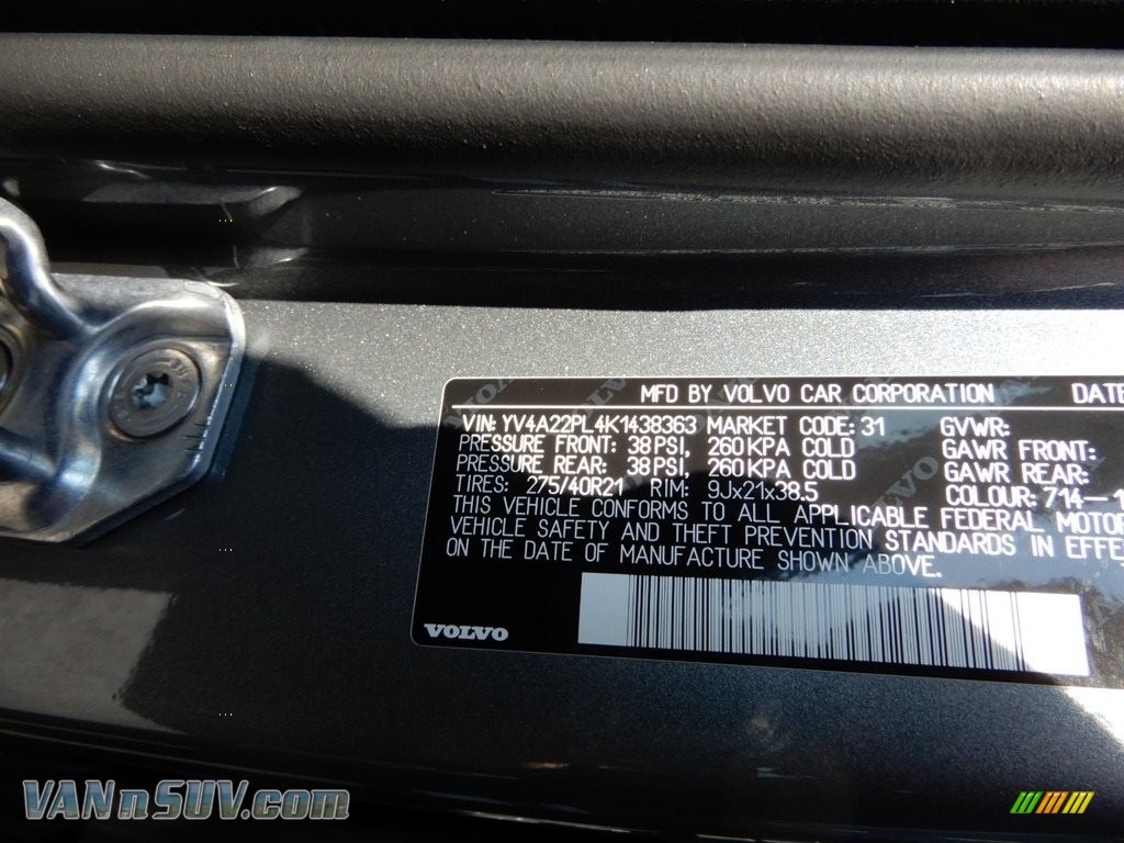 2019 XC90 T6 AWD Inscription - Osmium Grey Metallic / Maroon photo #11