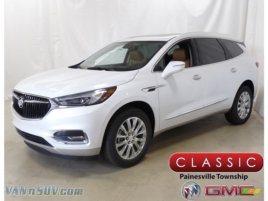 White Frost Tricoat / Brandy Buick Enclave Essence AWD
