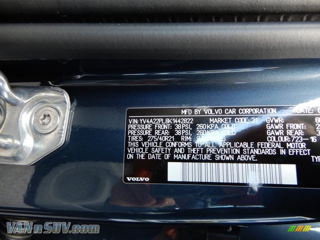 2019 XC90 T6 AWD Inscription - Denim Blue Metallic / Blonde photo #11