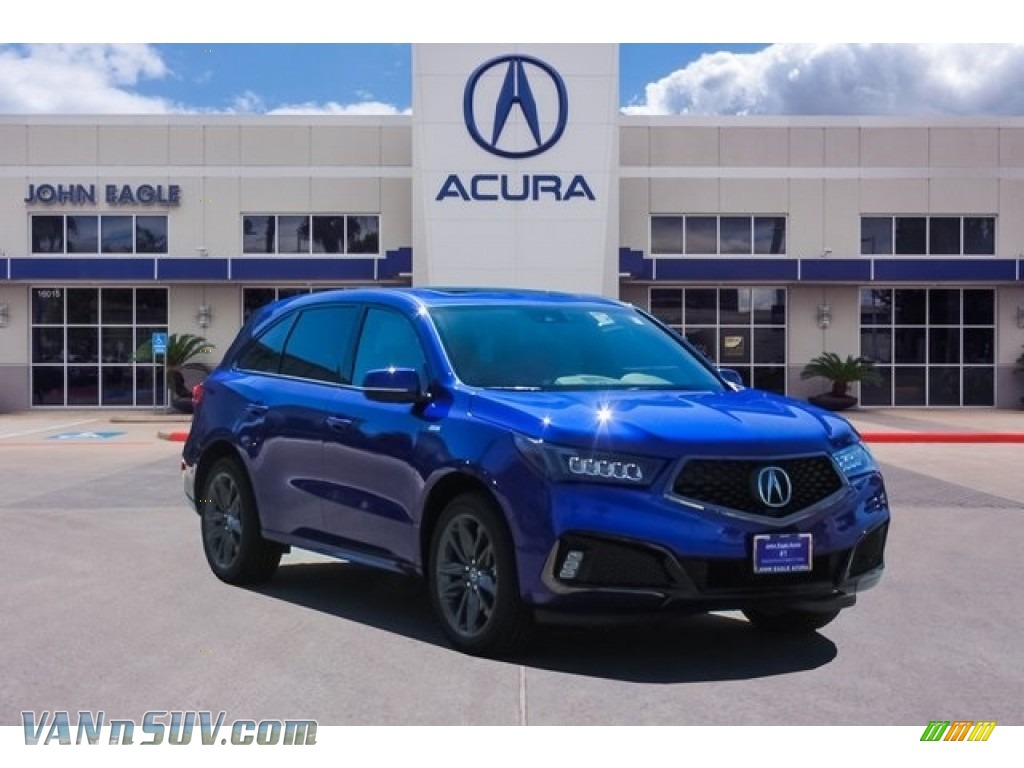 Apex Blue Pearl / Red Acura MDX A Spec SH-AWD
