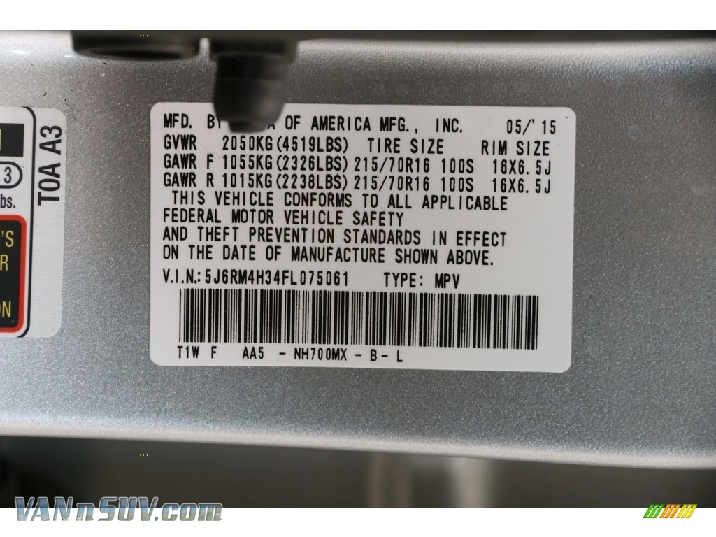 2015 CR-V LX AWD - Alabaster Silver Metallic / Gray photo #20