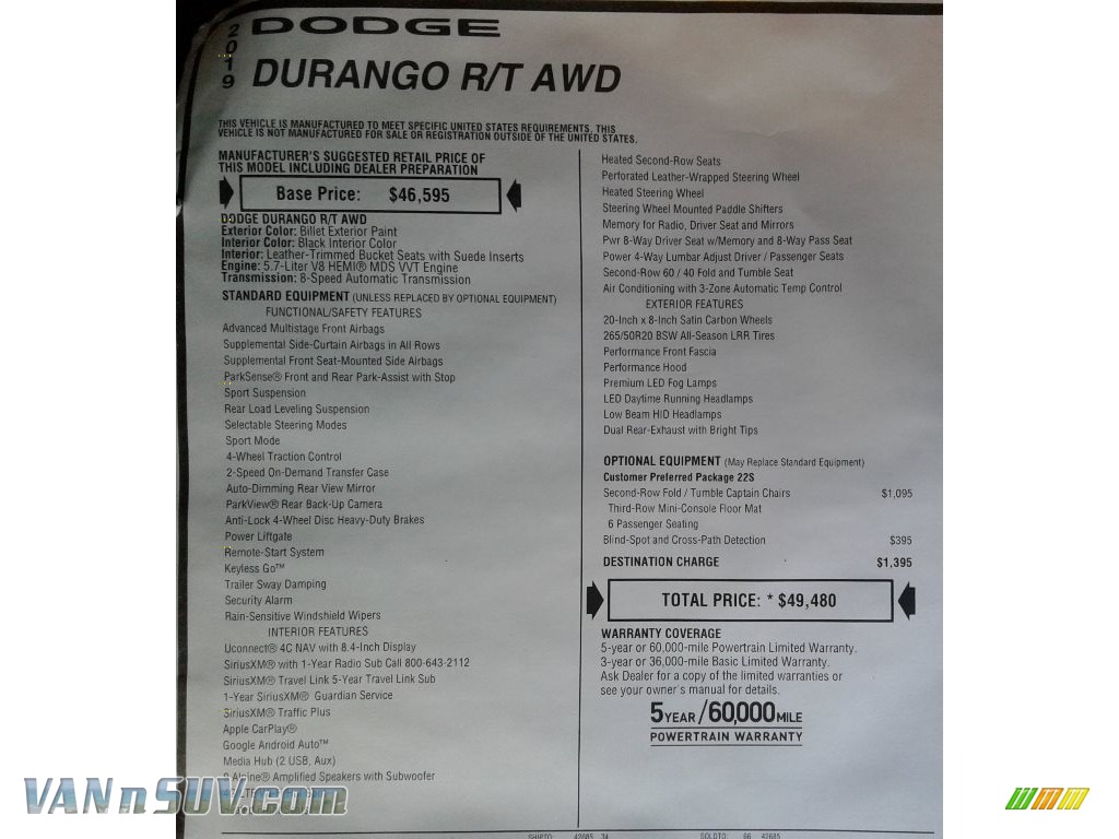 2019 Durango R/T AWD - Billet / Black photo #40