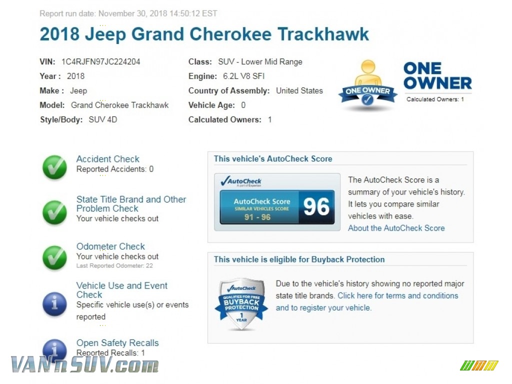 2018 Grand Cherokee Trackhawk 4x4 - Diamond Black Crystal Pearl / Black photo #2
