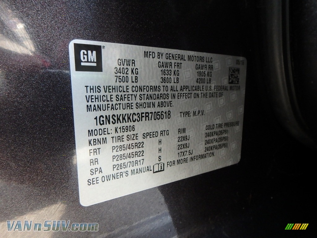 2015 Suburban LTZ 4WD - Tungsten Metallic / Jet Black photo #16