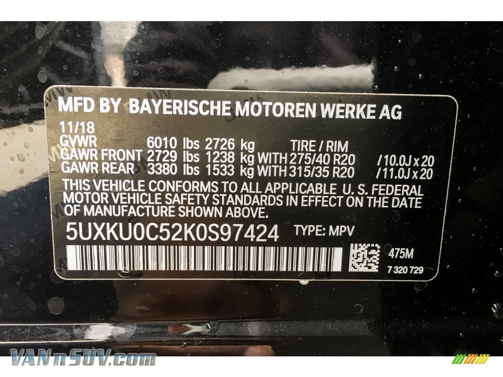 2019 X6 sDrive35i - Black Sapphire Metallic / Black photo #11