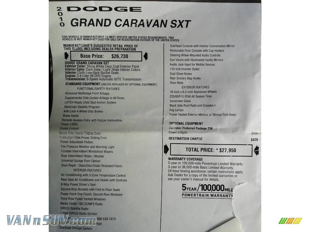 2010 Grand Caravan SXT - Stone White / Dark Slate Gray/Light Shale photo #31