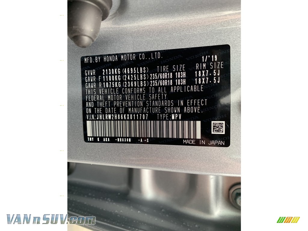 2019 CR-V EX-L AWD - Lunar Silver Metallic / Black photo #14