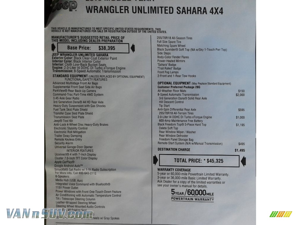 2019 Wrangler Unlimited Sahara 4x4 - Black / Black photo #31