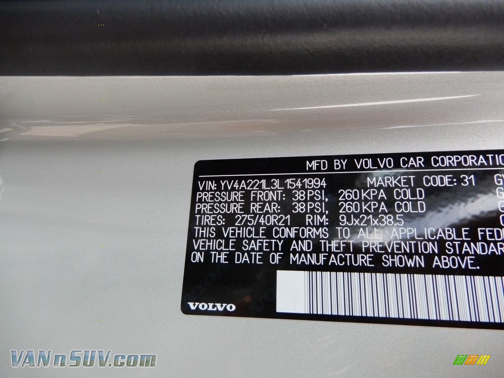2020 XC90 T6 AWD Inscription - Birch Light Metallic / Blond photo #11