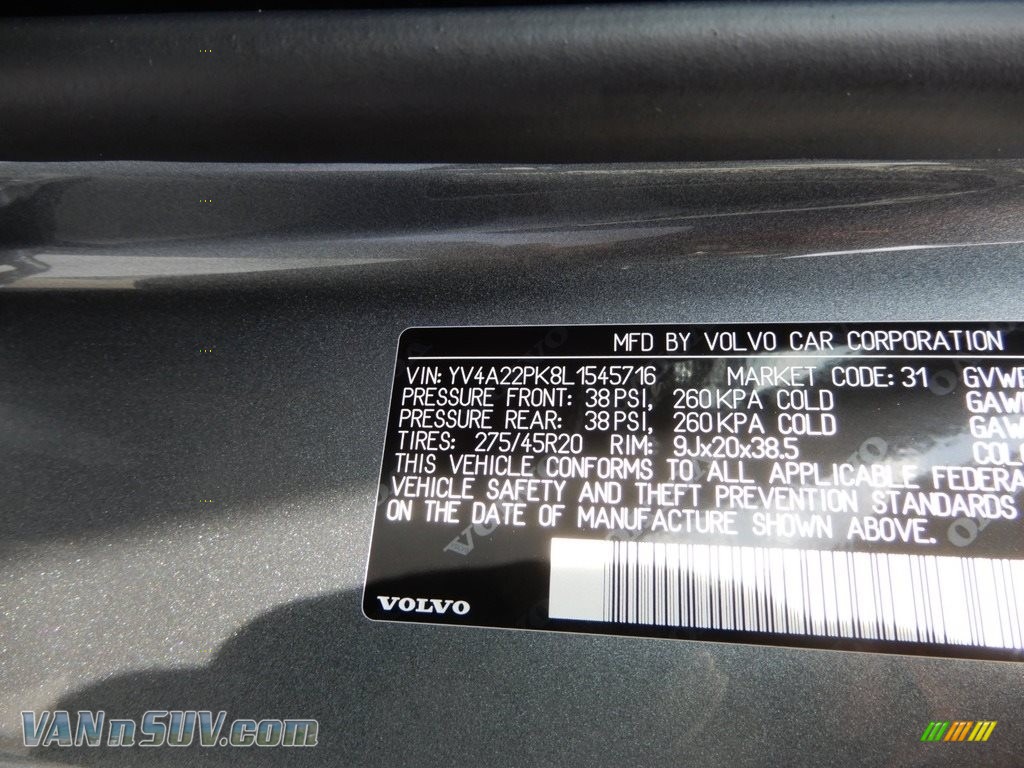 2020 XC90 T6 AWD Momentum - Osmium Gray Metallic / Maroon photo #11
