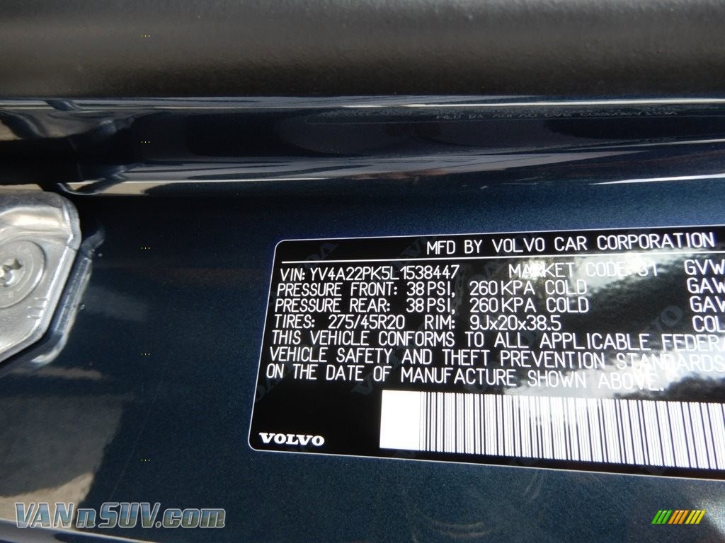 2020 XC90 T6 AWD Momentum - Denim Blue Metallic / Charcoal photo #11