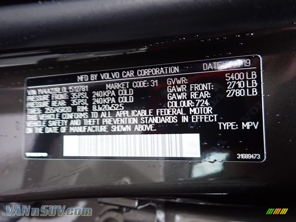 2020 XC60 T6 AWD Inscription - Pine Grey Metallic / Blonde photo #12