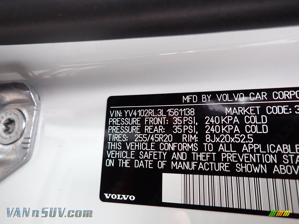 2020 XC60 T5 AWD Inscription - Crystal White Metallic / Maroon Brown photo #11