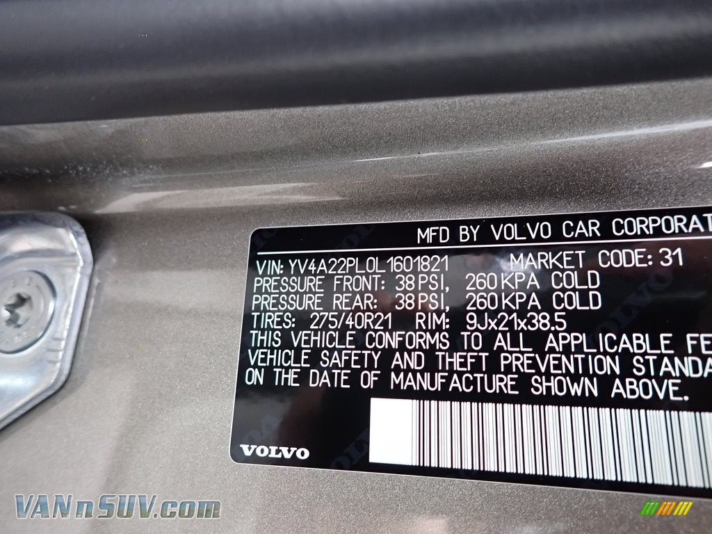 2020 XC90 T6 AWD Inscription - Pebble Gray Metallic / Blond photo #11