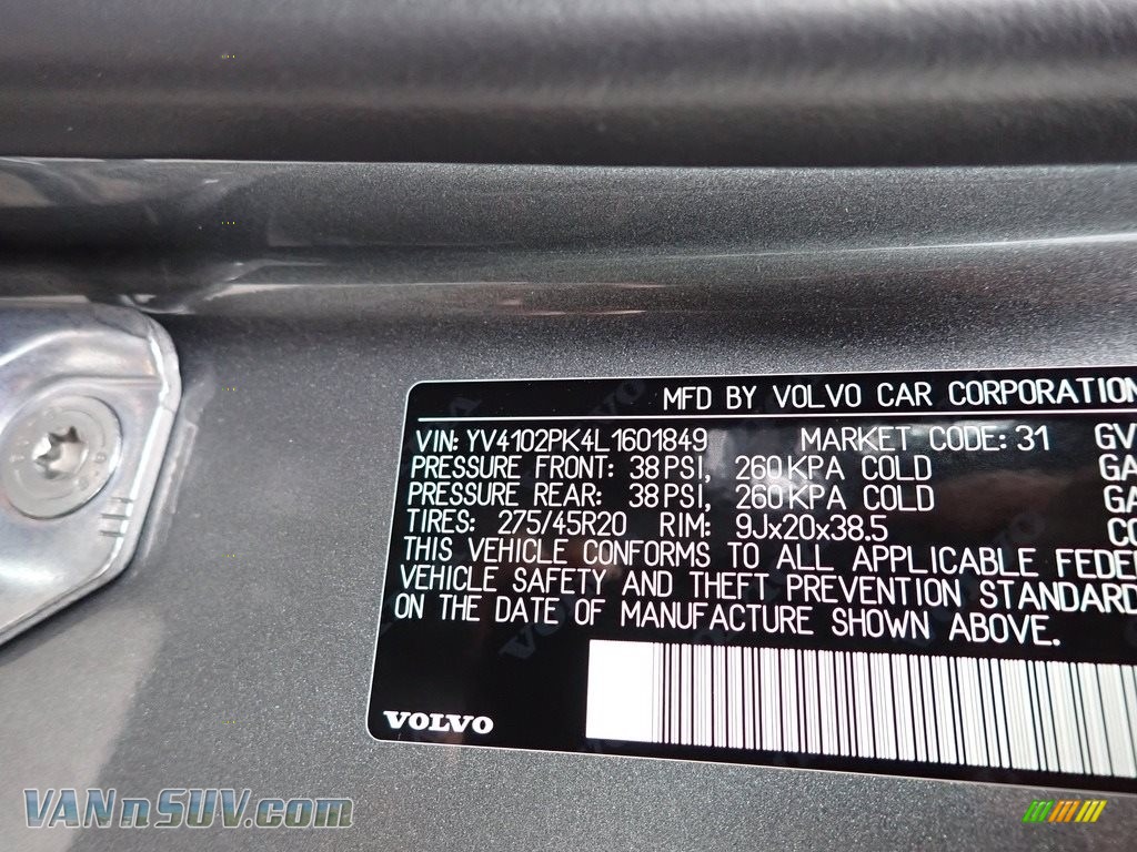 2020 XC90 T5 AWD Momentum - Osmium Gray Metallic / Charcoal photo #11