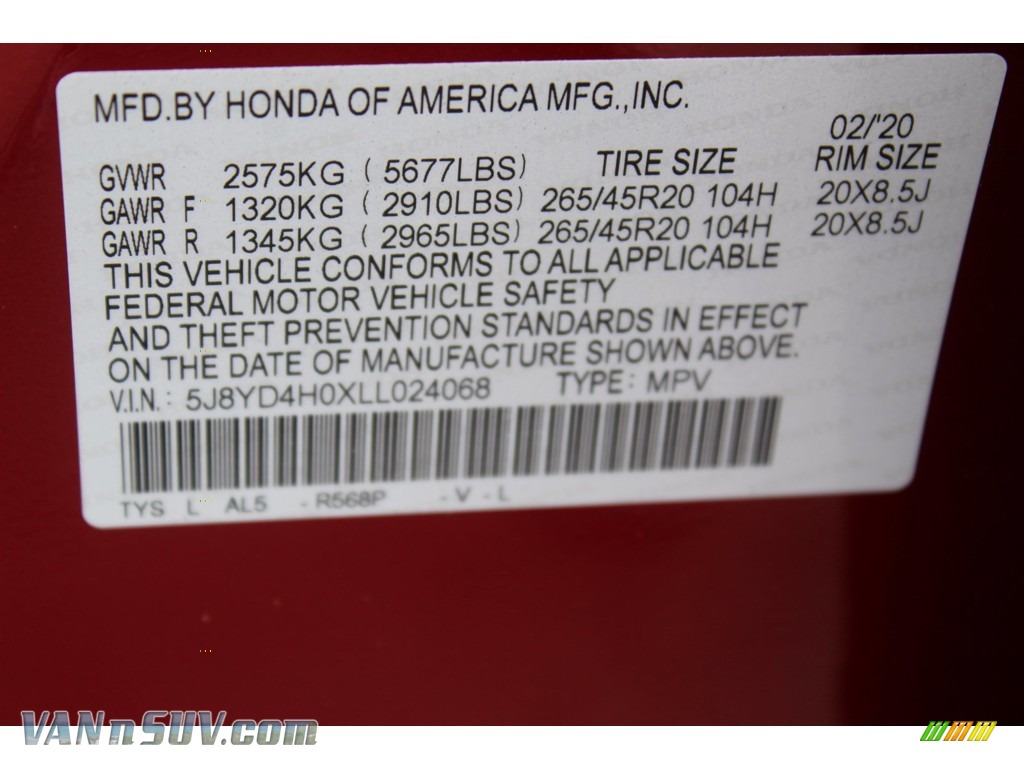 2020 MDX A Spec AWD - Performance Red Pearl / Ebony photo #36