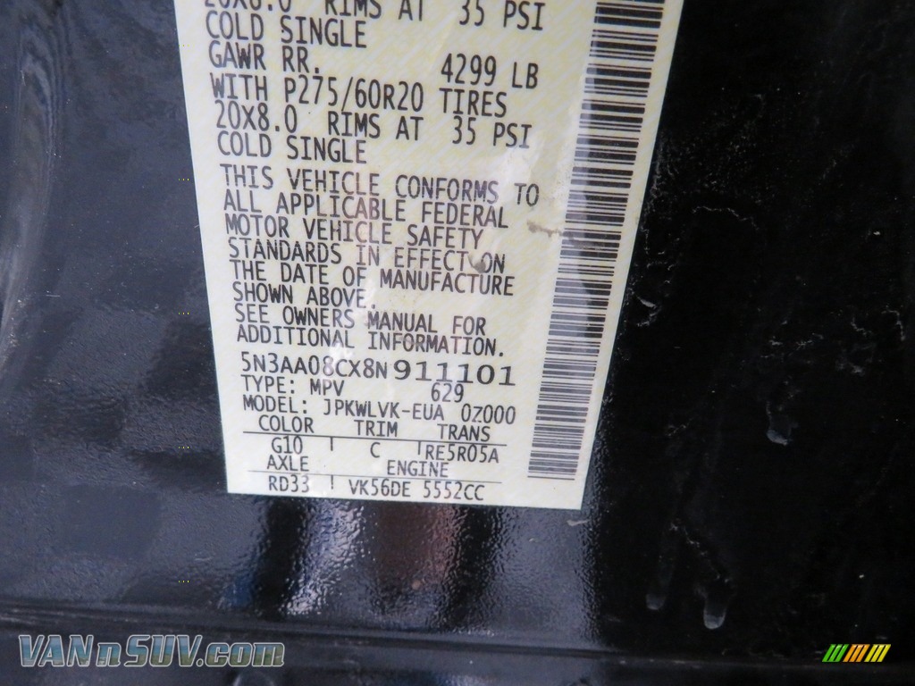 2008 QX 56 4WD - Liquid Onyx Black / Charcoal photo #45