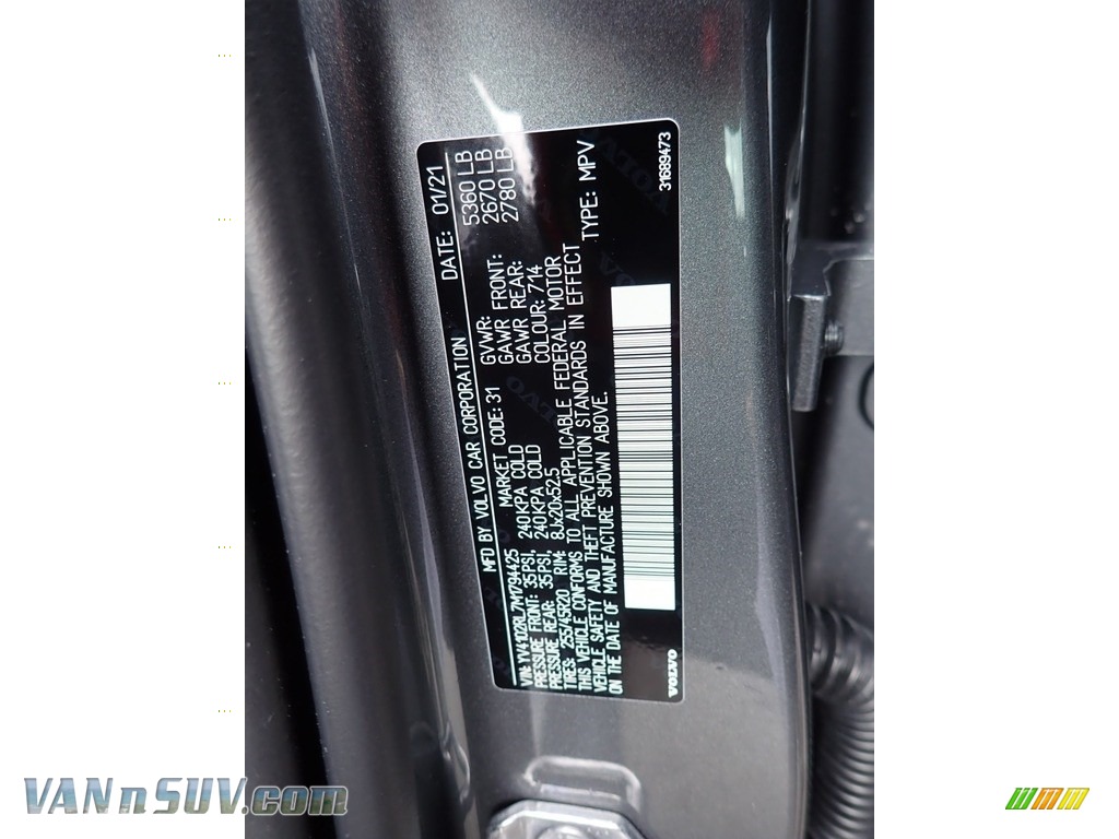 2021 XC60 T5 AWD Inscription - Osmium Grey Metallic / Amber/Charcoal photo #11