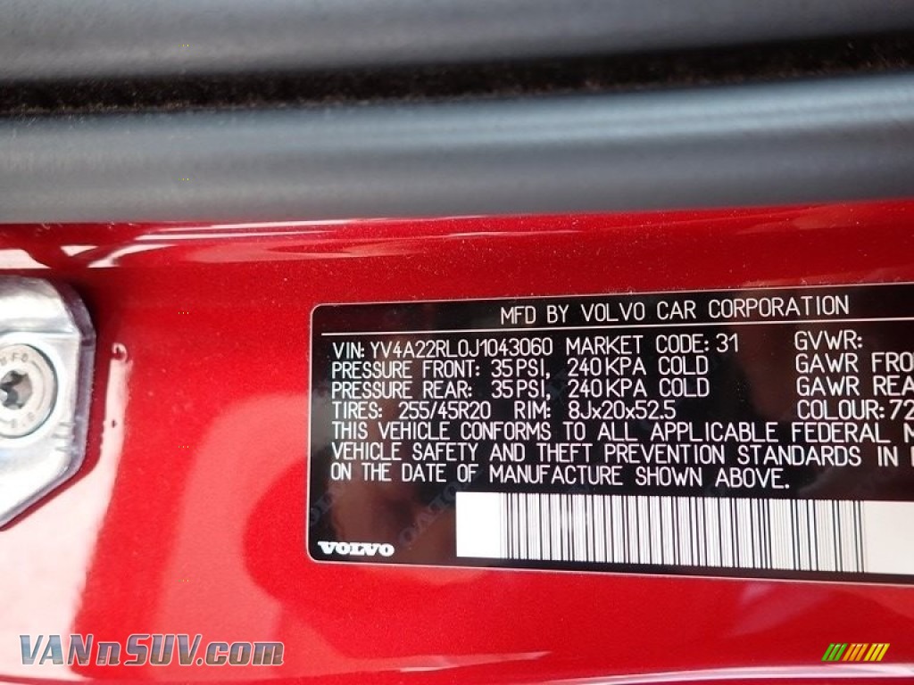2018 XC60 T6 AWD Inscription - Fusion Red Metallic / Blonde photo #15