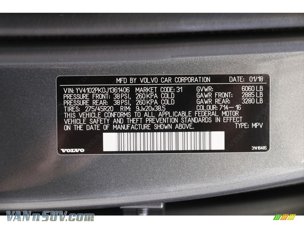 2018 XC90 T5 AWD Momentum - Osmium Grey Metallic / Charcoal photo #24