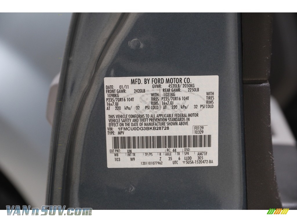 2011 Escape XLT V6 - Steel Blue Metallic / Charcoal Black photo #19