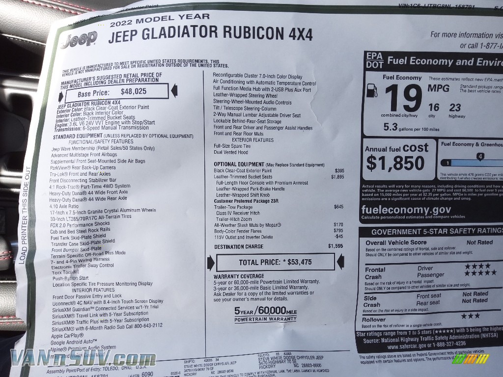2022 Gladiator Rubicon 4x4 - Black / Black photo #29