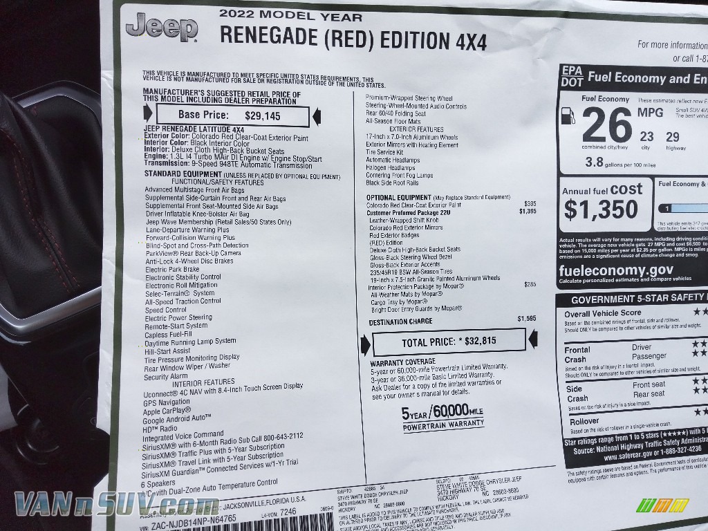 2022 Renegade (RED) Edition 4x4 - Colorado Red / Black photo #27