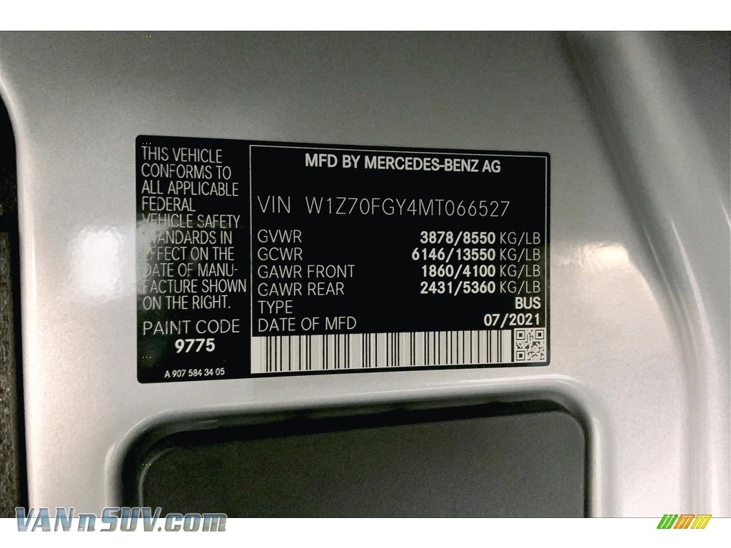 2021 Sprinter 1500 Passenger Van - Iridium Silver Metallic / Black photo #33