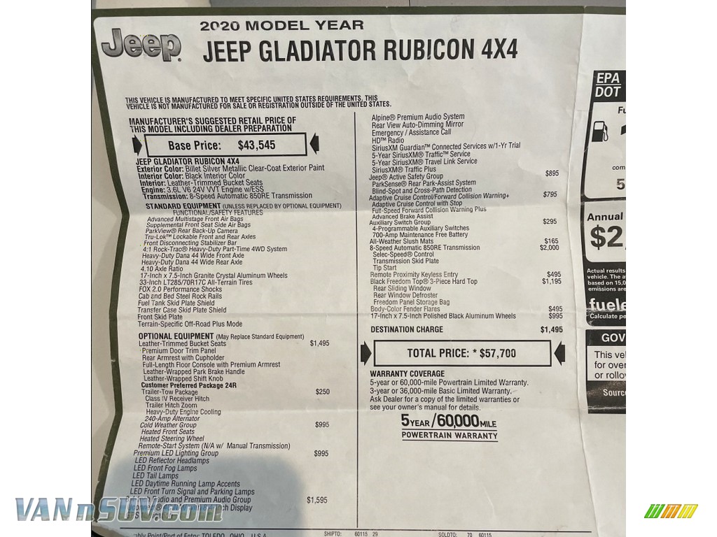 2020 Gladiator Rubicon 4x4 - Billet Silver Metallic / Black photo #34