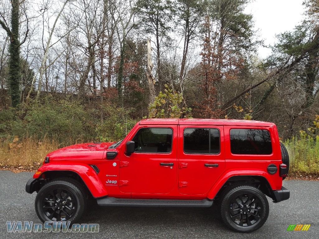 Firecracker Red / Black Jeep Wrangler Unlimited Sahara 4XE Hybrid