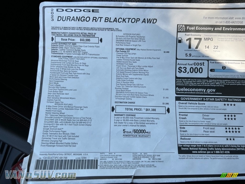 2023 Durango R/T Blacktop AWD - DB Black / Black photo #31