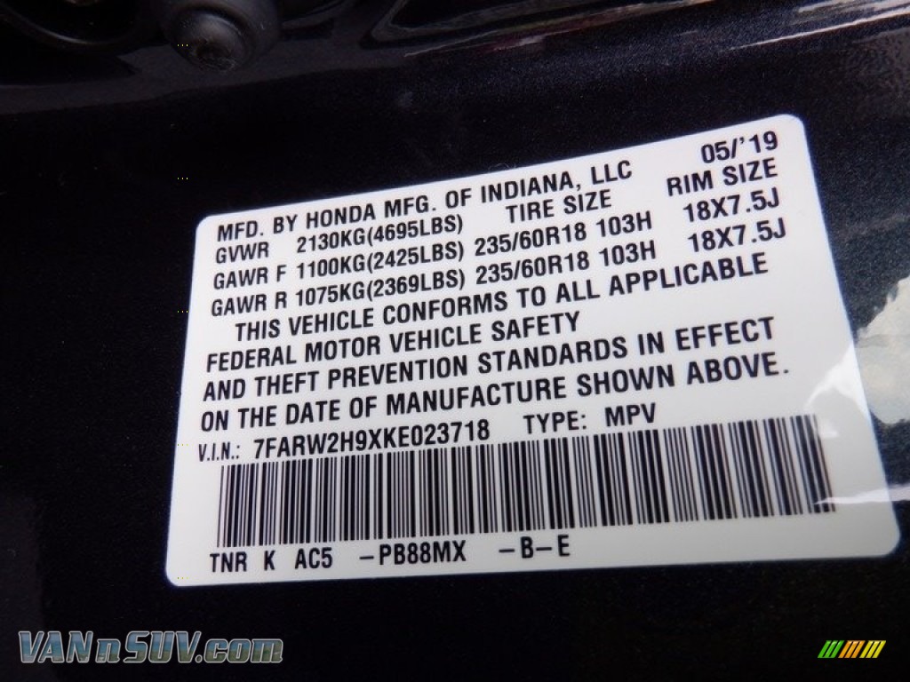 2019 CR-V Touring AWD - Gunmetal Metallic / Gray photo #37