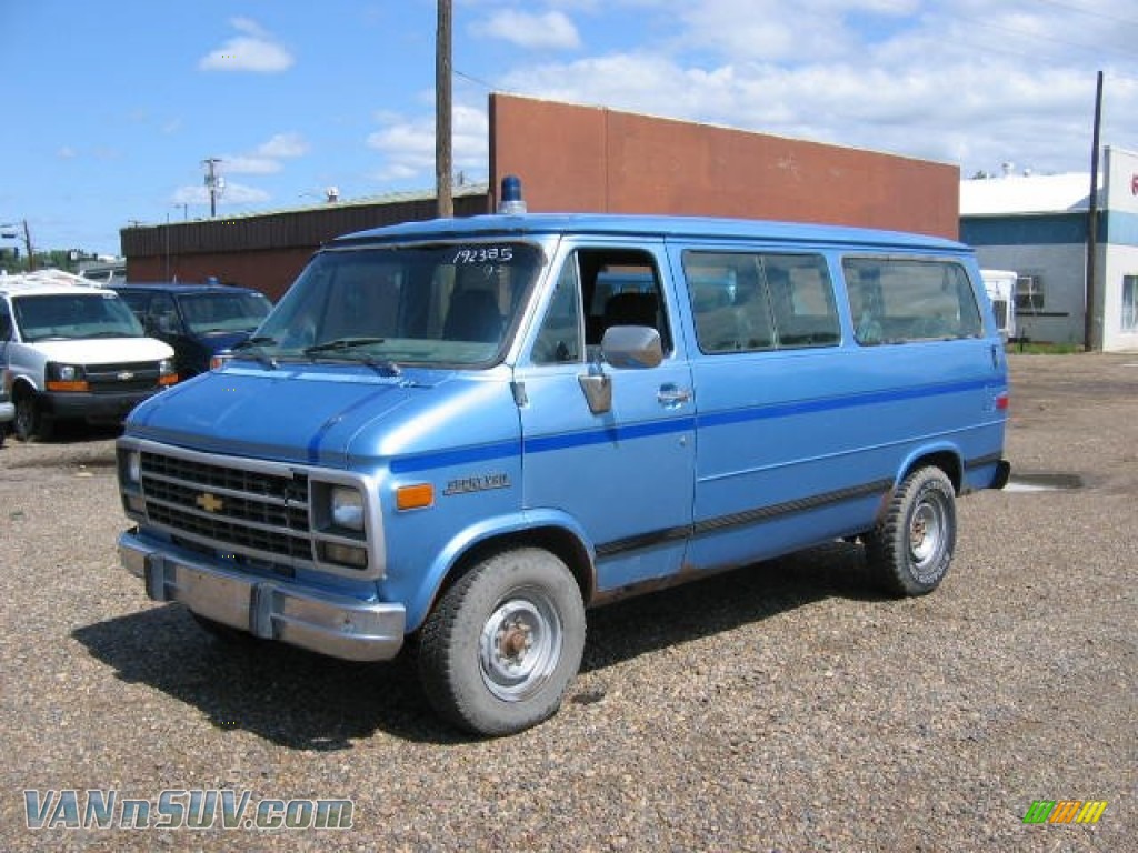 Light Stellar Blue Metallic / Blue Chevrolet Chevy Van G30 Sport Van