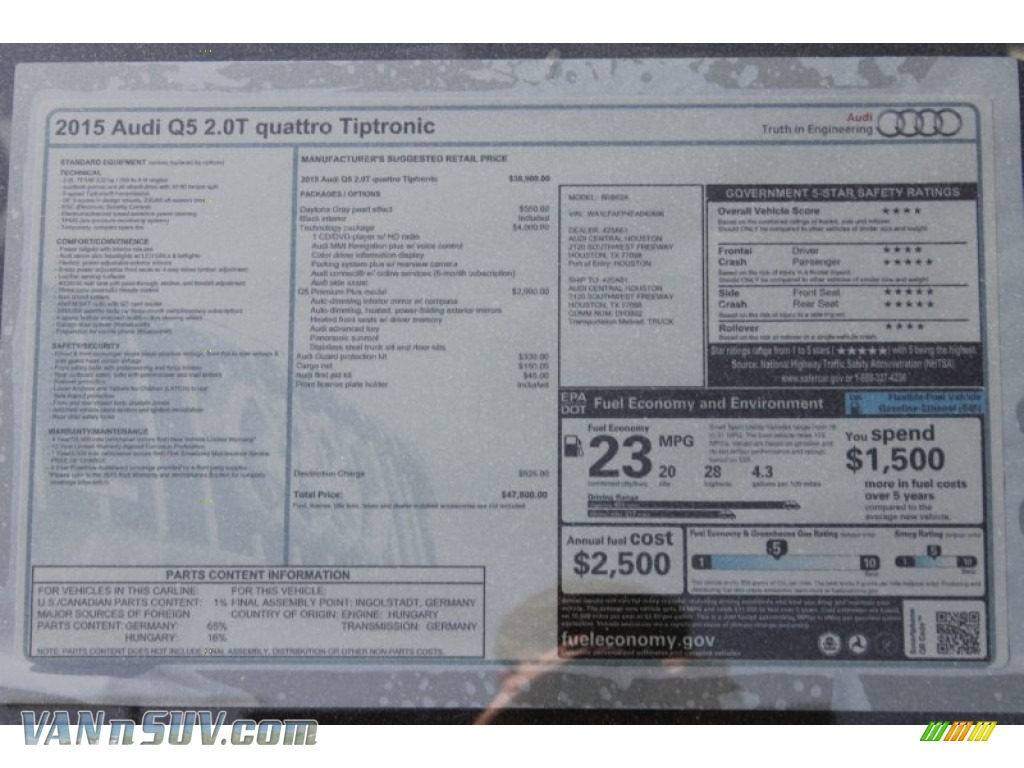 2015 Q5 2.0 TFSI Premium Plus quattro - Daytona Gray Metallic / Black photo #19