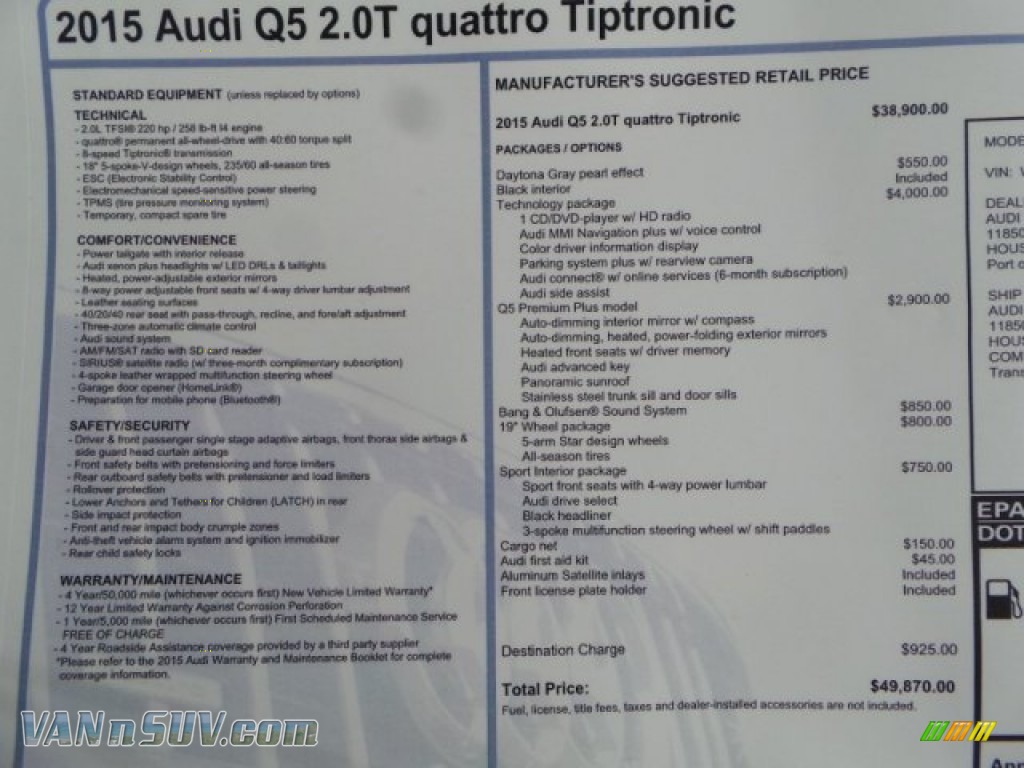 2015 Q5 2.0 TFSI Premium Plus quattro - Daytona Gray Metallic / Black photo #34